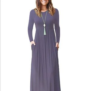 Viishow Short Sleeve Loose Plain Purple Maxi